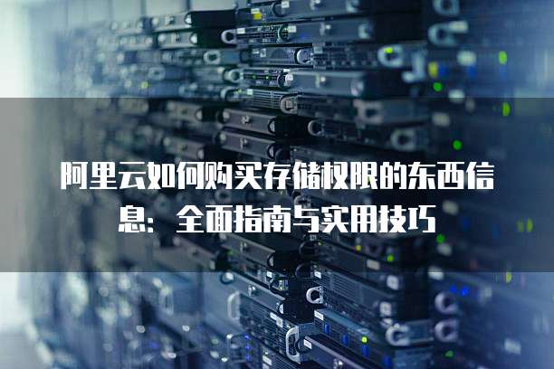 阿里云如何购买存储权限的东西信息:全面指南与实用技巧