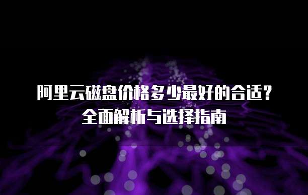 阿里云磁盘价格多少最好的合适?全面解析与选择指南