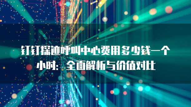 钉钉探迹呼叫中心费用多少钱一个小时:全面解析与价值对比