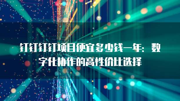 钉钉钉钉项目便宜多少钱一年:数字化协作的高性价比选择