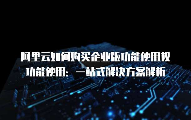 阿里云如何购买企业版功能使用权功能使用:一站式解决方案解析