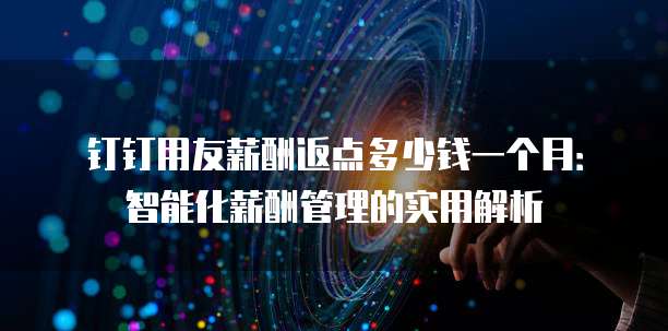 钉钉用友薪酬返点多少钱一个月:智能化薪酬管理的实用解析