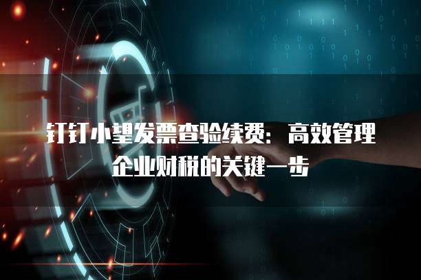 钉钉小望发票查验续费:高效管理企业财税的关键一步