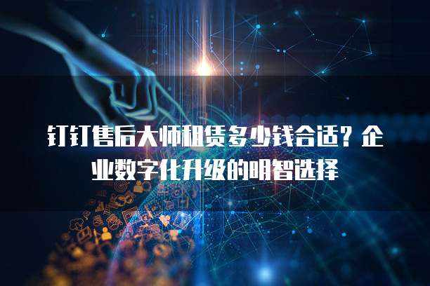 钉钉售后大师租赁多少钱合适？企业数字化升级的明智选择