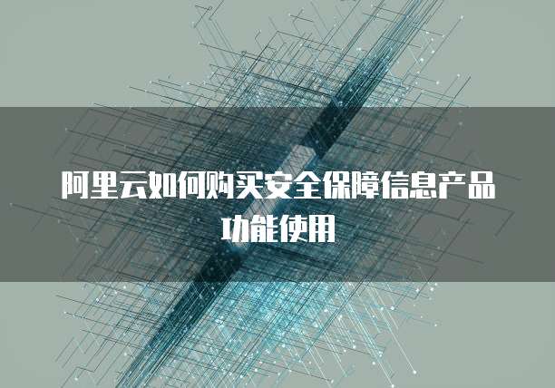 阿里云如何购买安全保障信息产品功能使用