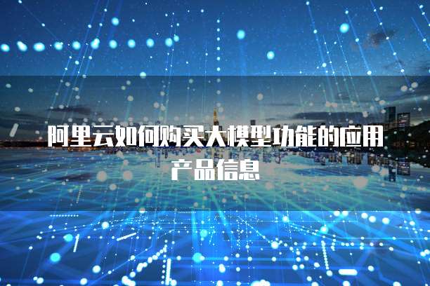 阿里云如何购买大模型功能的应用产品信息