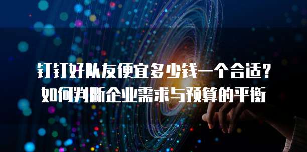 钉钉好队友便宜多少钱一个合适?如何判断企业需求与预算的平衡