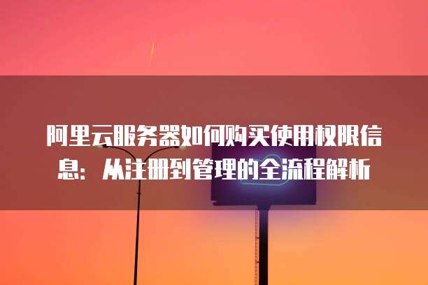 阿里云服务器如何购买使用权限信息:从注册到管理的全流程解析