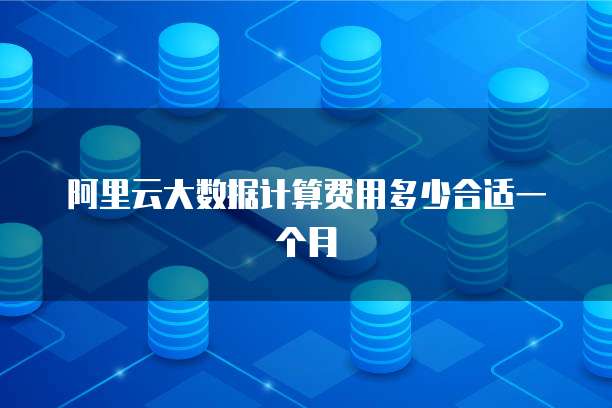 阿里云大数据计算费用多少合适一个月