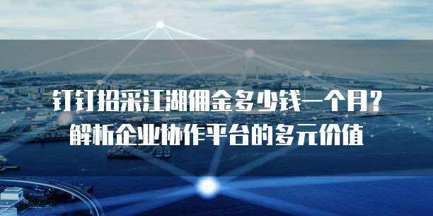 钉钉招采江湖佣金多少钱一个月？解析企业协作平台的多元价值