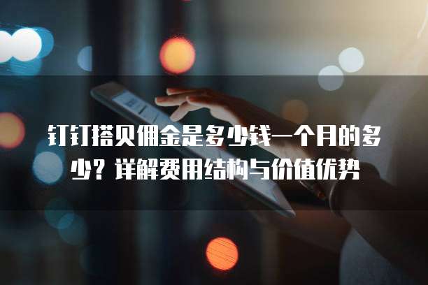 钉钉搭贝佣金是多少钱一个月的多少?详解费用结构与价值优势