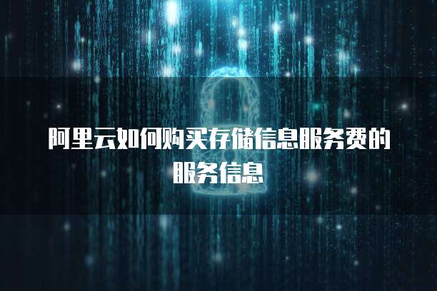 阿里云如何购买存储信息服务费的服务信息