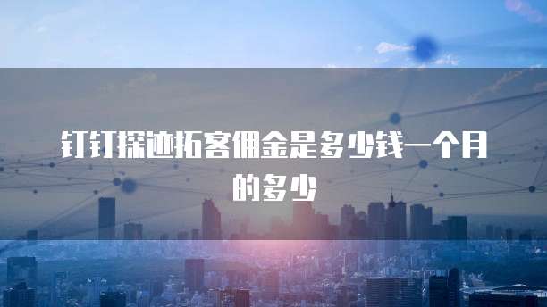 钉钉探迹拓客佣金是多少钱一个月的多少