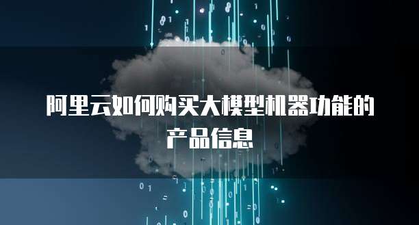 阿里云如何购买大模型机器功能的产品信息