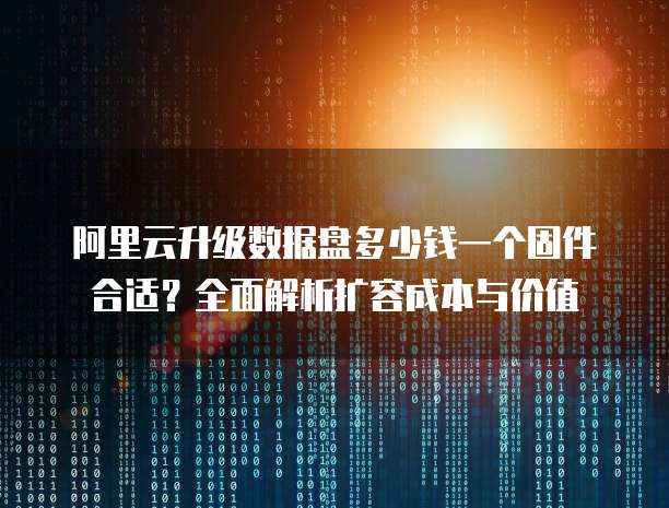 阿里云升级数据盘多少钱一个固件合适?全面解析扩容成本与价值