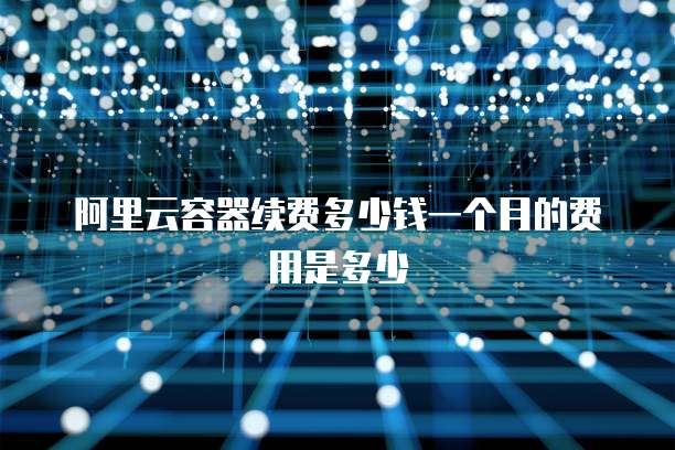 阿里云容器续费多少钱一个月的费用是多少