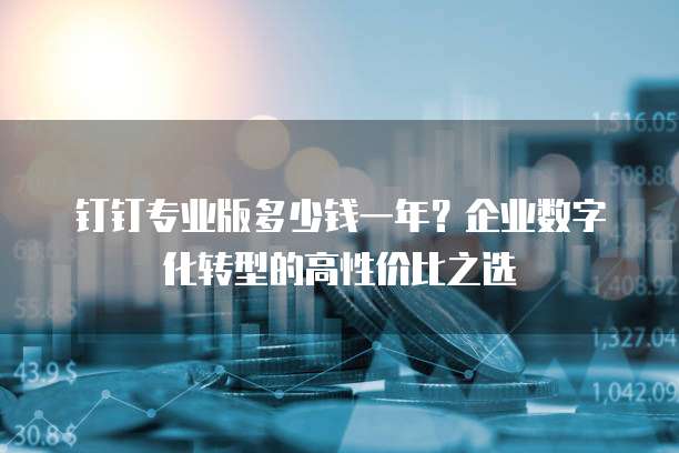 钉钉专业版多少钱一年?企业数字化转型的高性价比之选