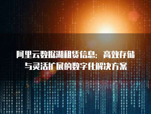阿里云数据湖租赁信息:高效存储与灵活扩展的数字化解决方案