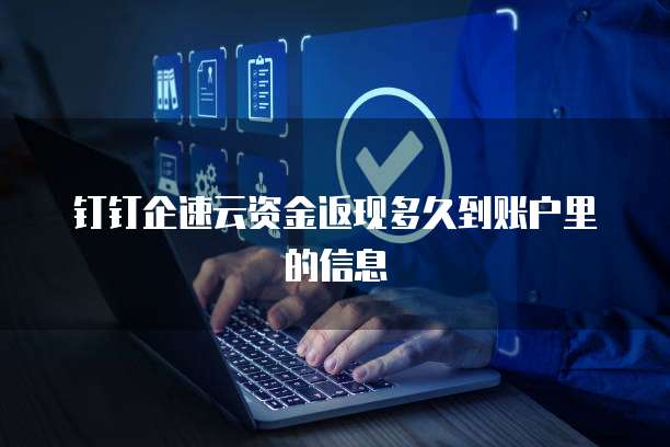 钉钉企速云资金返现多久到账户里的信息