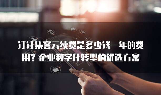 钉钉集客云续费是多少钱一年的费用?企业数字化转型的优选方案