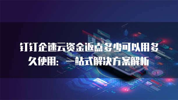 钉钉企速云资金返点多少可以用多久使用:一站式解决方案解析