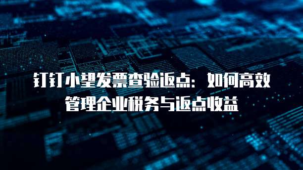 钉钉小望发票查验返点:如何高效管理企业税务与返点收益