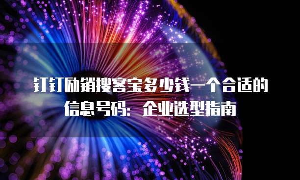 钉钉励销搜客宝多少钱一个合适的信息号码：企业选型指南