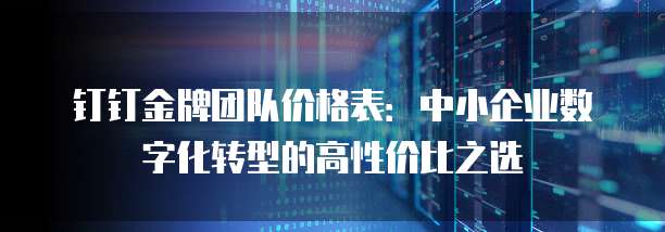 钉钉金牌团队价格表:中小企业数字化转型的高性价比之选