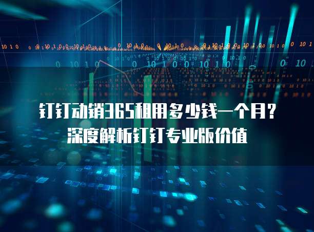 钉钉动销365租用多少钱一个月?深度解析钉钉专业版价值