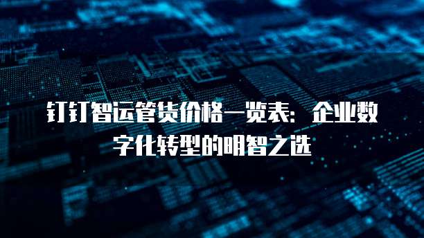 钉钉智运管货价格一览表:企业数字化转型的明智之选