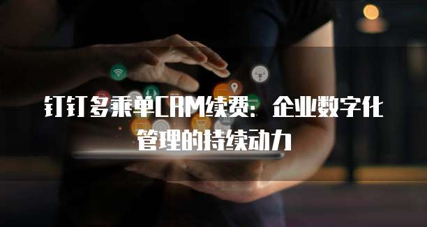 钉钉多乘单CRM续费:企业数字化管理的持续动力