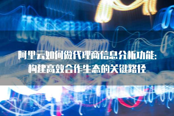 阿里云如何做代理商信息分析功能:构建高效合作生态的关键路径
