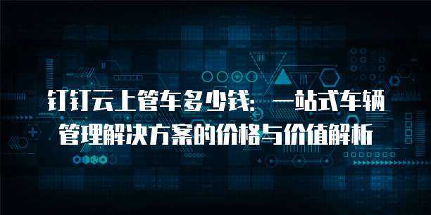 钉钉云上管车多少钱:一站式车辆管理解决方案的价格与价值解析