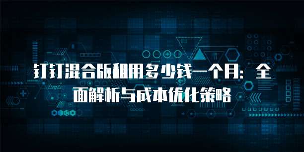 钉钉混合版租用多少钱一个月:全面解析与成本优化策略