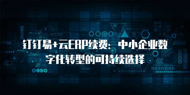 钉钉易+云ERP续费:中小企业数字化转型的可持续选择