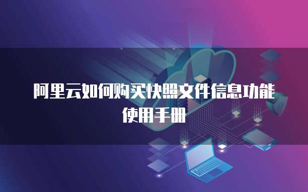 阿里云如何购买快照文件信息功能使用手册