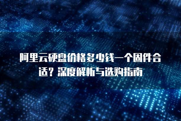 阿里云硬盘价格多少钱一个固件合适?深度解析与选购指南