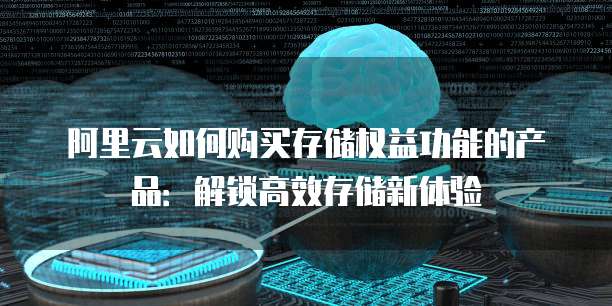 阿里云如何购买存储权益功能的产品:解锁高效存储新体验