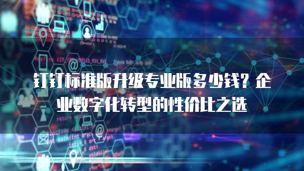 钉钉标准版升级专业版多少钱?企业数字化转型的性价比之选