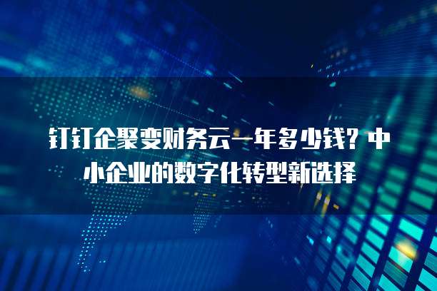钉钉企聚变财务云一年多少钱?中小企业的数字化转型新选择