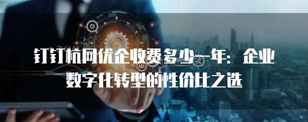 钉钉杭网优企收费多少一年：企业数字化转型的性价比之选