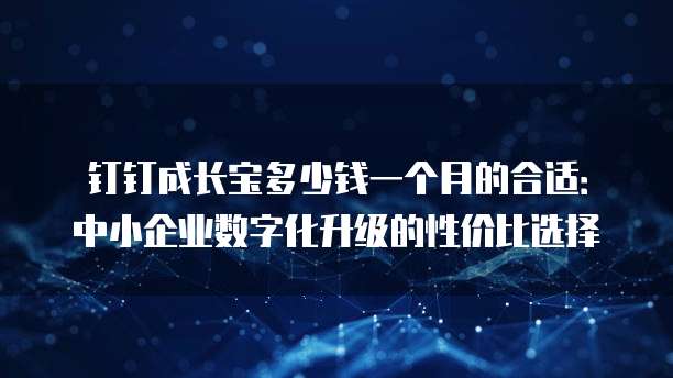 钉钉成长宝多少钱一个月的合适:中小企业数字化升级的性价比选择