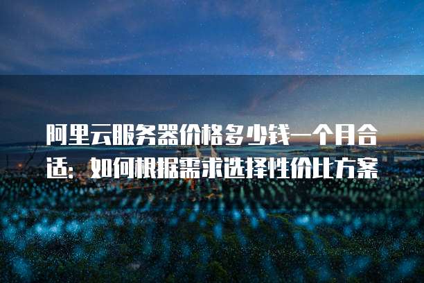 阿里云服务器价格多少钱一个月合适:如何根据需求选择性价比方案