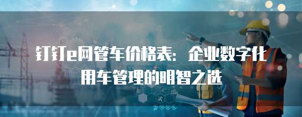 钉钉e网管车价格表:企业数字化用车管理的明智之选