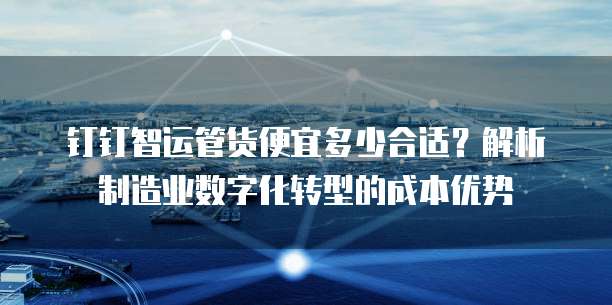 钉钉智运管货便宜多少合适？解析制造业数字化转型的成本优势