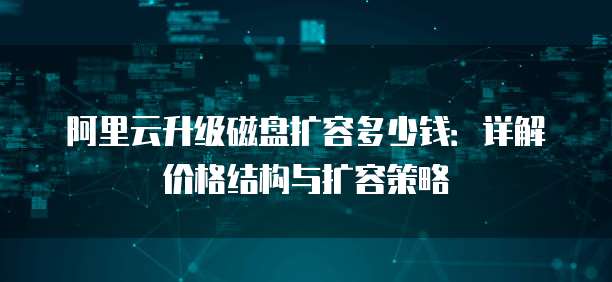 阿里云升级磁盘扩容多少钱：详解价格结构与扩容策略