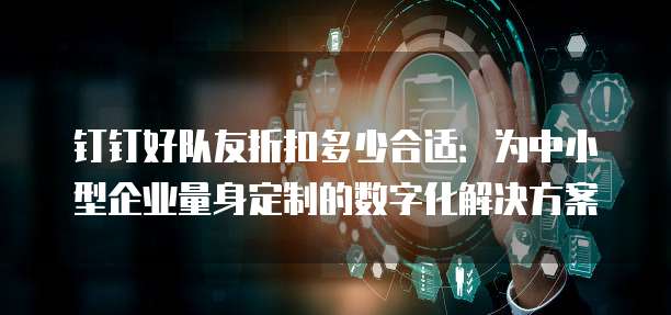 钉钉好队友折扣多少合适:为中小型企业量身定制的数字化解决方案