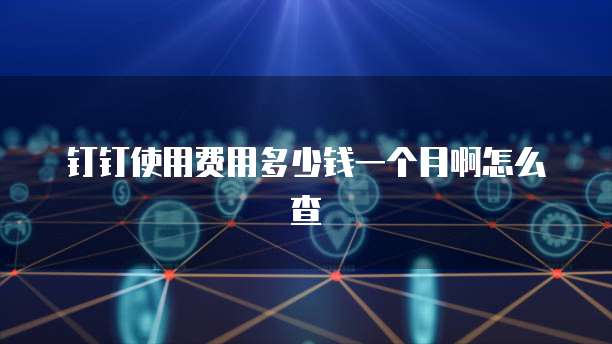 钉钉使用费用多少钱一个月啊怎么查