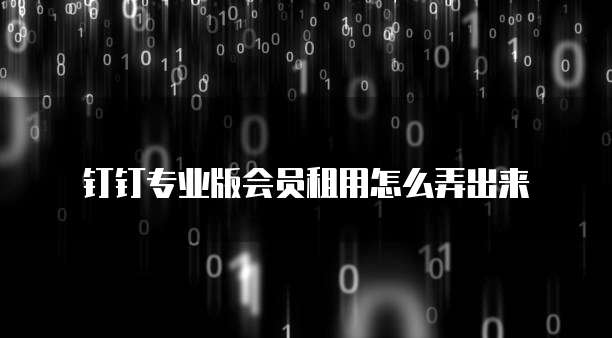 钉钉专业版会员租用怎么弄出来