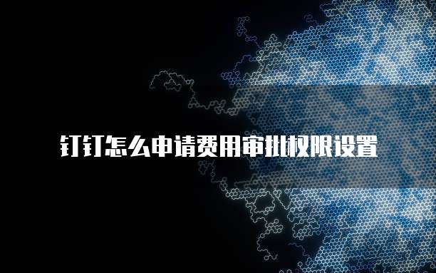 钉钉怎么申请费用审批权限设置